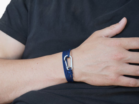 Navy & Titanium Carabiner Bracelet