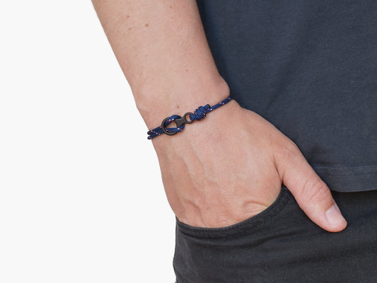 Navy Stripe & Black Figure 8 Climbing Bracelet