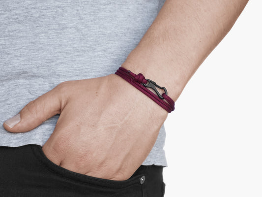 Maroon & Black Carabiner Bracelet