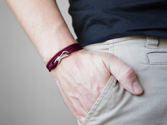 Maroon & Silver Carabiner Bracelet