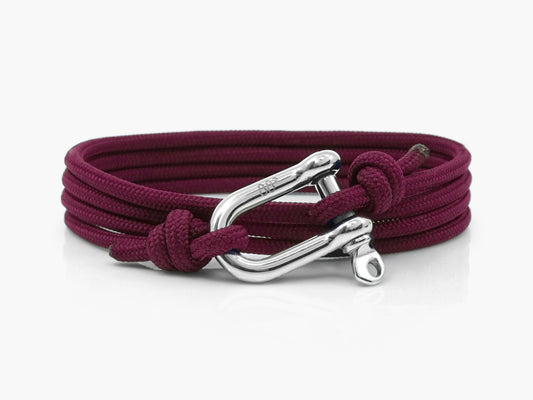 Maroon & Silver Shackle Bracelet