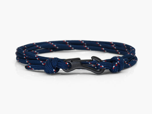 Navy Stripe & Black Carabiner Bracelet