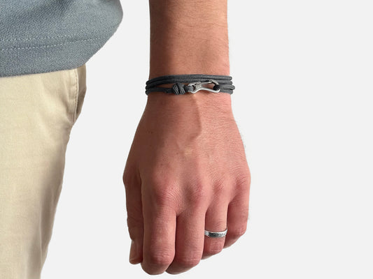 Charcoal & Silver Carabiner Bracelet