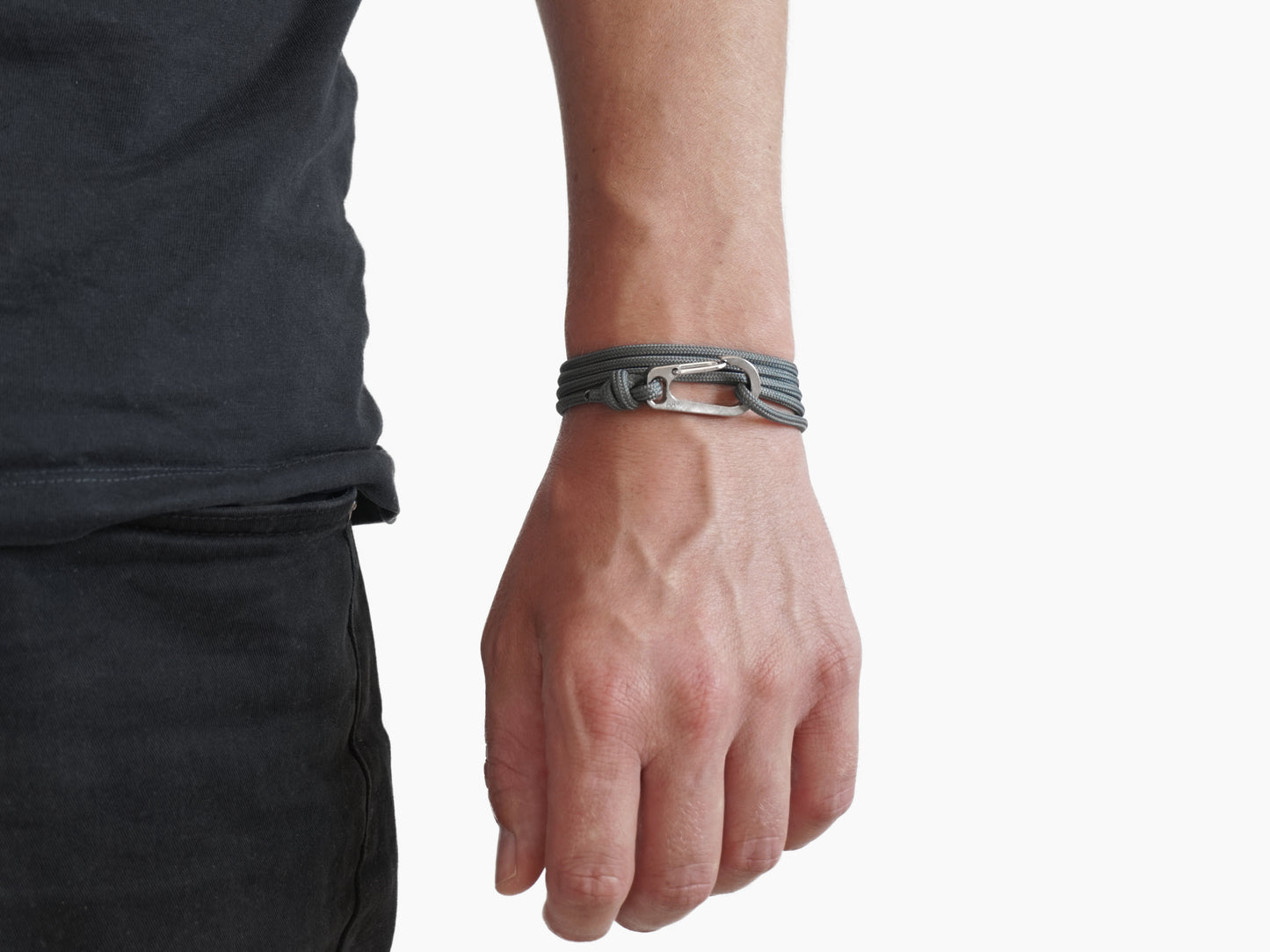 Charcoal & Titanium Carabiner Bracelet