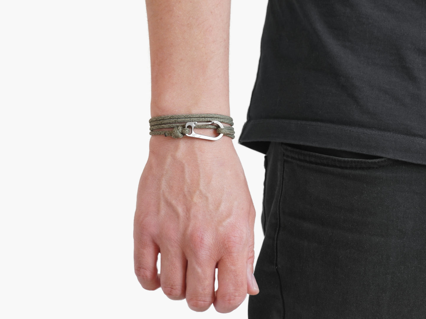 Forest Green & Titanium Carabiner Bracelet