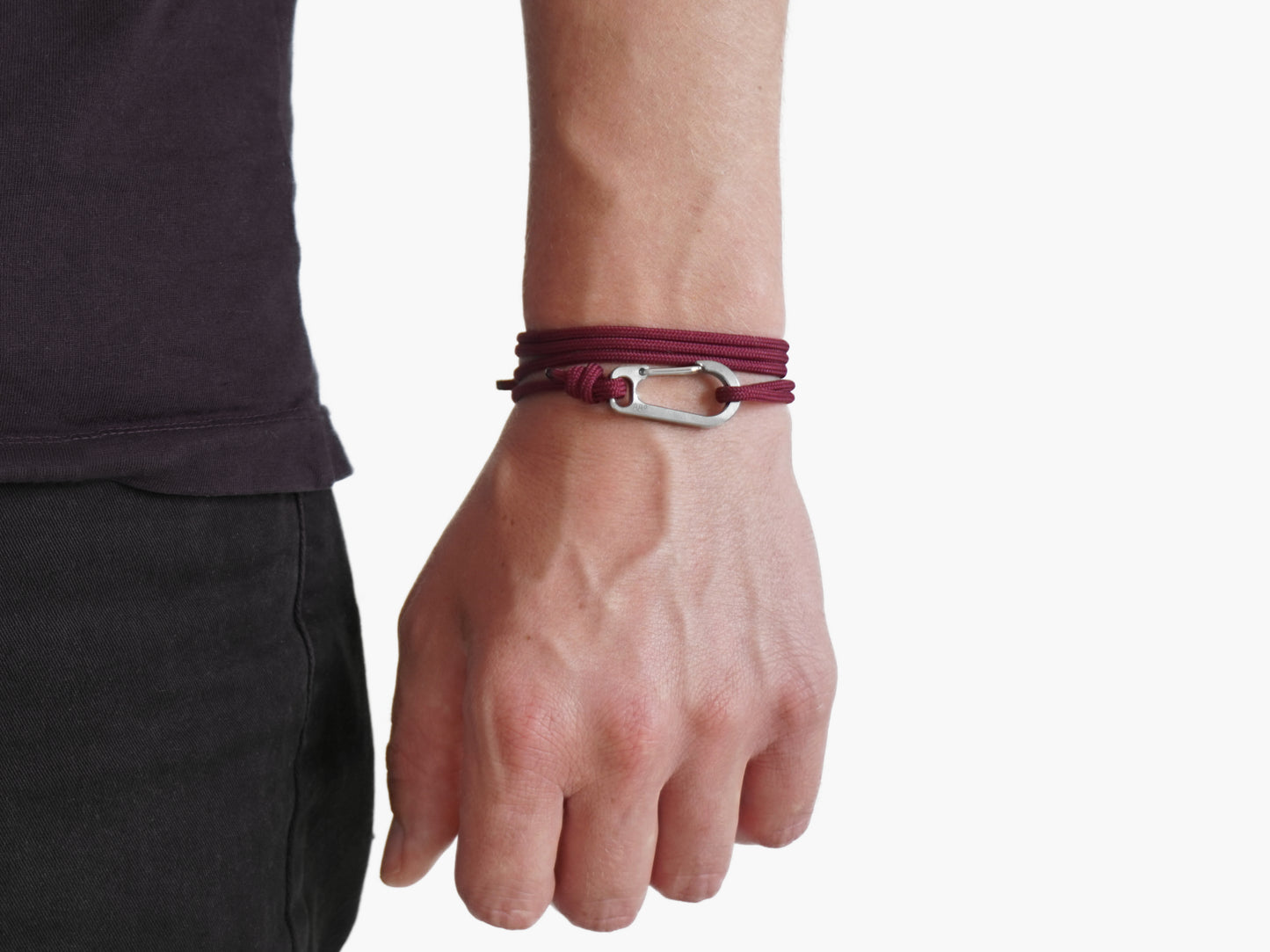 Maroon & Titanium Carabiner Bracelet