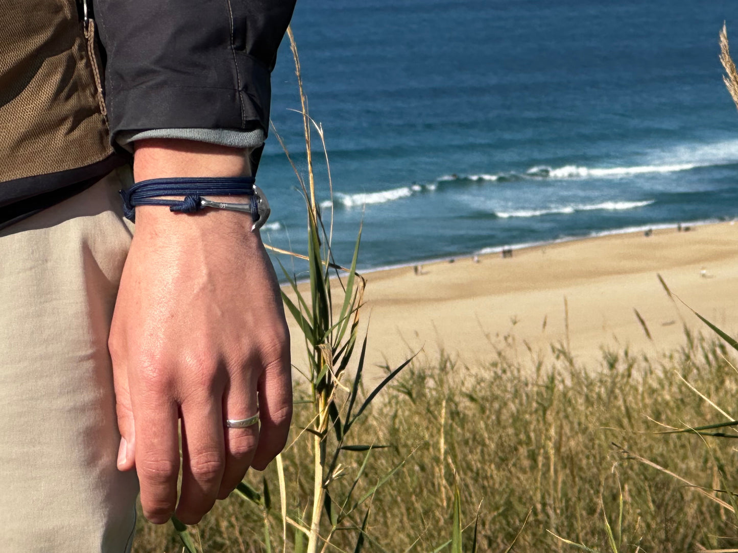 Navy & Silver Anchor Bracelet