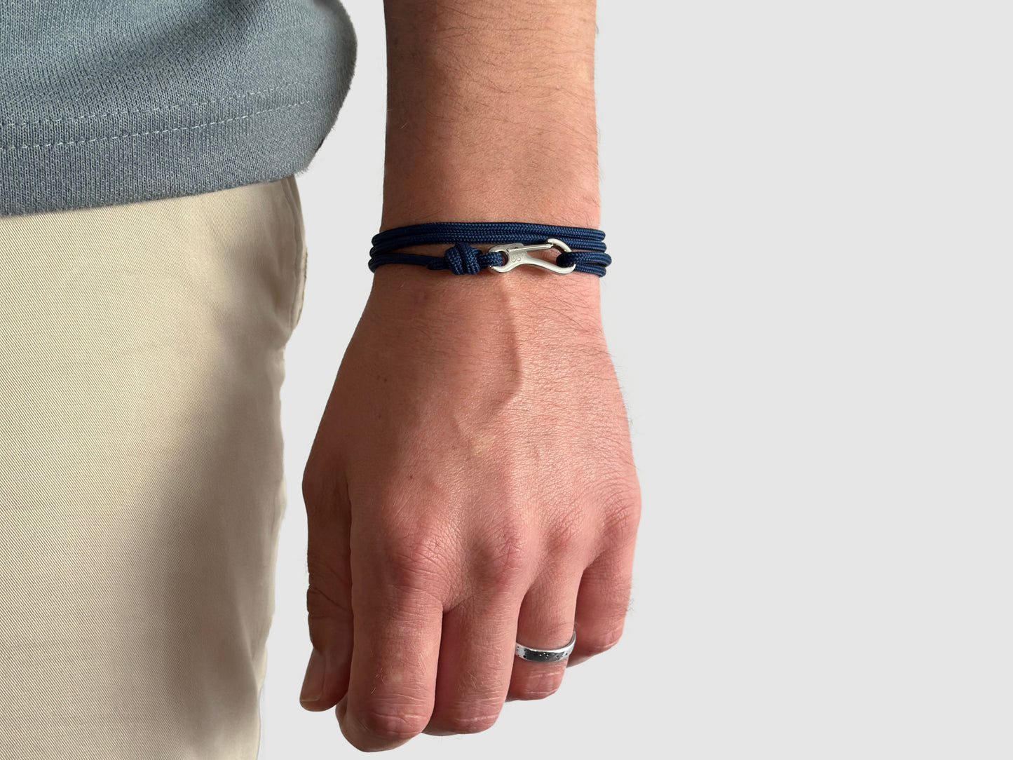 Navy & Silver Carabiner Bracelet