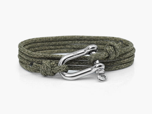 Forest Green & Silver Shackle Bracelet