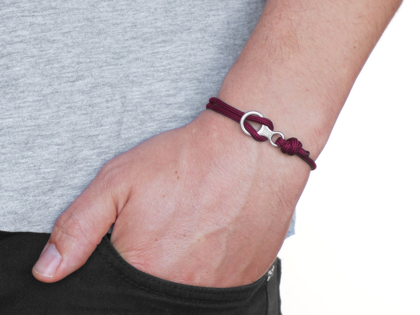 Maroon & Silver Figure 8 Climbing Bracelet