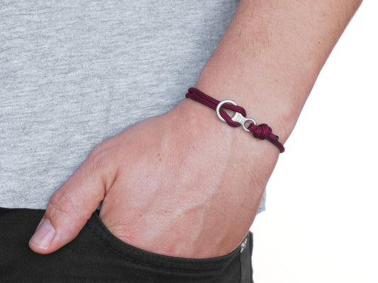 Maroon & Silver Figure 8 Climbing Bracelet