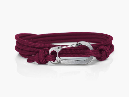 Maroon & Titanium Carabiner Bracelet