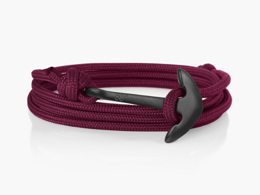 Maroon & Black Anchor Bracelet