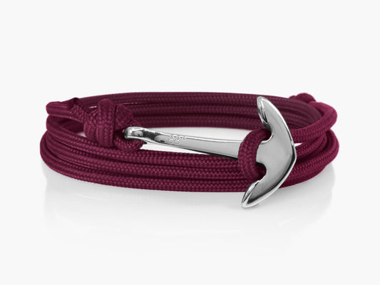 Maroon & Silver Anchor Bracelet