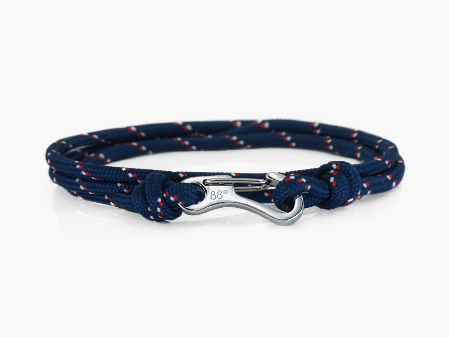 Navy Stripe & Silver Carabiner Bracelet
