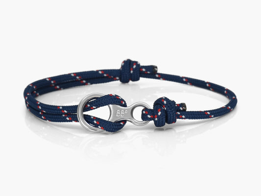 Navy Stripe & Silver Figure 8 Climbing Bracelet
